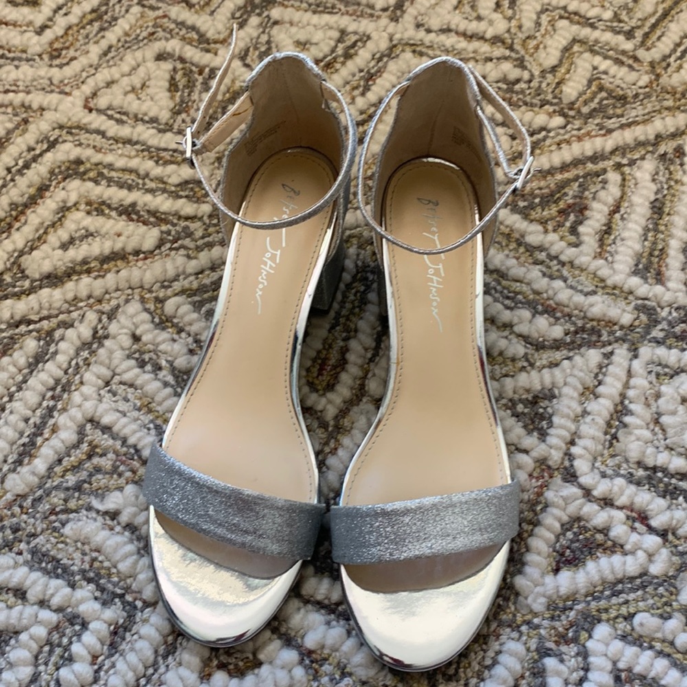Sparkly Silver Betsy Johnson Block Heels